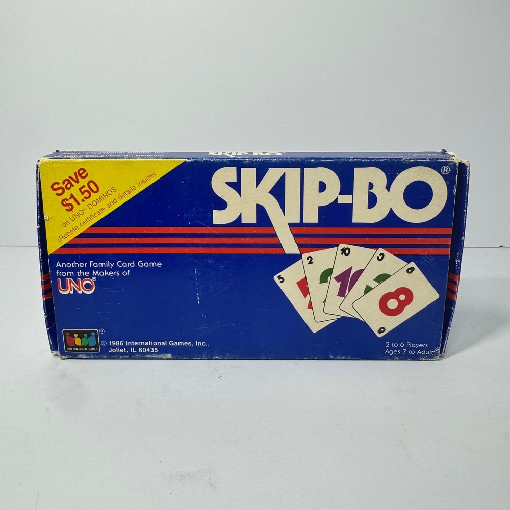 Vintage 1986 Skip-Bo Card Game International Games Inc Stock No 1050 Complete